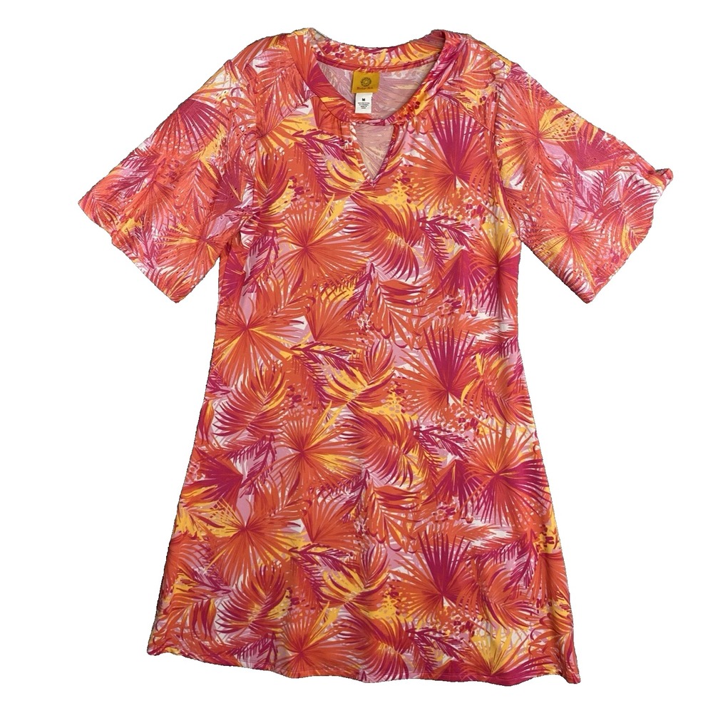 Ruby Rd Loose Pullover Dress Size‎ Medium Red Orange Artsy Multicolor Soft